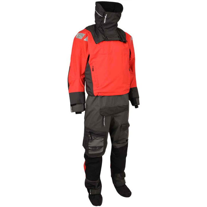 2024 Typhoon PS440 Hinge-Entry Drysuit & Underfleece 100183 - Red / Grey